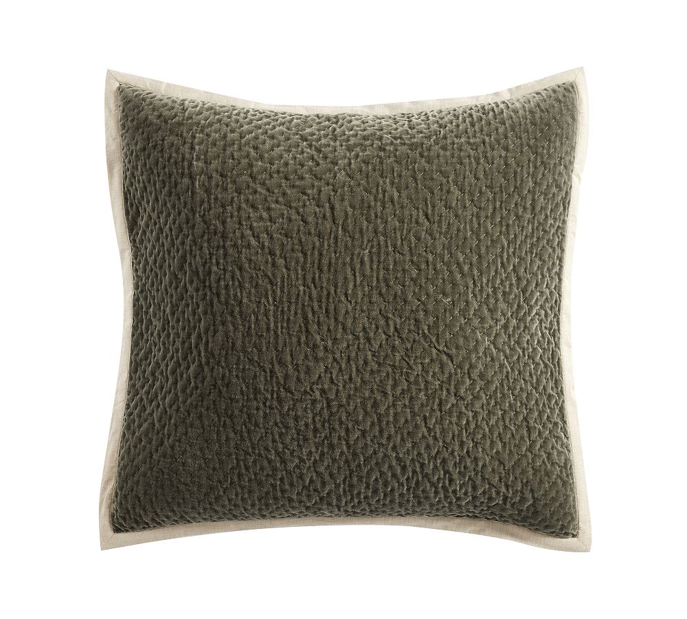 Cross Stitch Velvet Quilted Sham- Euro
