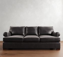 Townsend Roll Arm Leather Sofa Collection (79"&ndash;102")