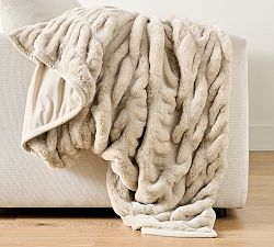 Faux Fur Ruched Throw