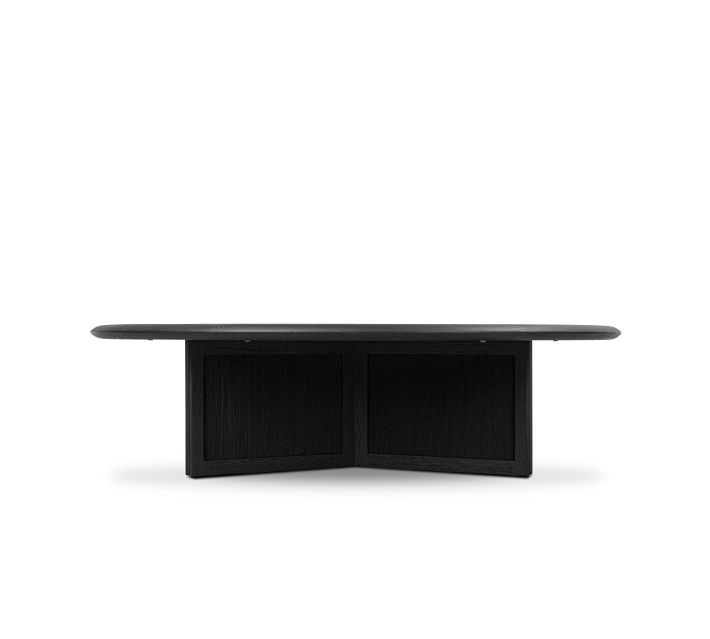 Isolated black coffee table on white background showing base panels