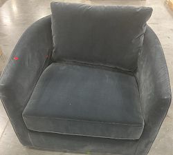 Open Box: Remmy Swivel Chair (39&quot;), Individual - Faux Mohair Velvet Midnight