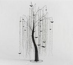 Lit Twinkling Willow Tree