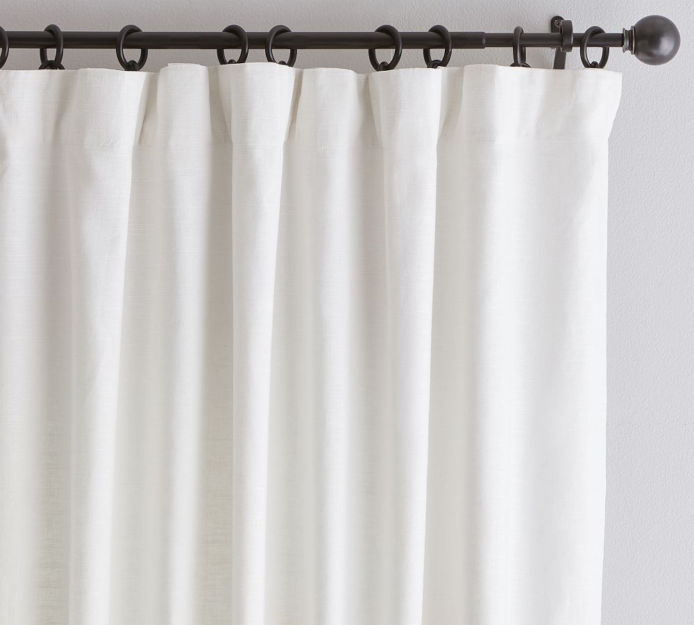 Open Box: Emery Linen Blackout Curtain, 50&quot;W x 89&quot;L - White