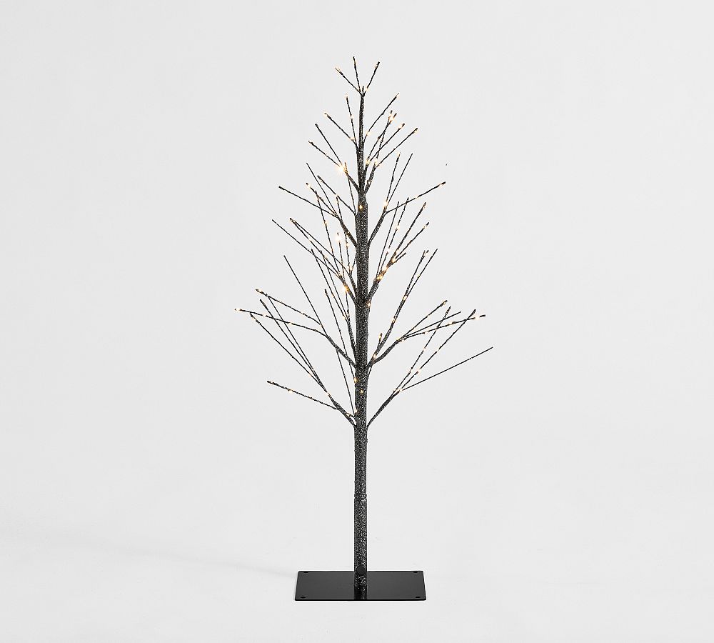 Lit Black Glitter Tree