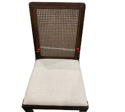 Open Box: Monty Cane Dining Chair - Performance Boucle Oatmeal, Vintage Amber Finish