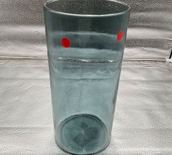 Open Box: Montauk Frosted Glass Candle Holder, Hurricane, 7&quot;x15.25&quot; - Indigo/Clear