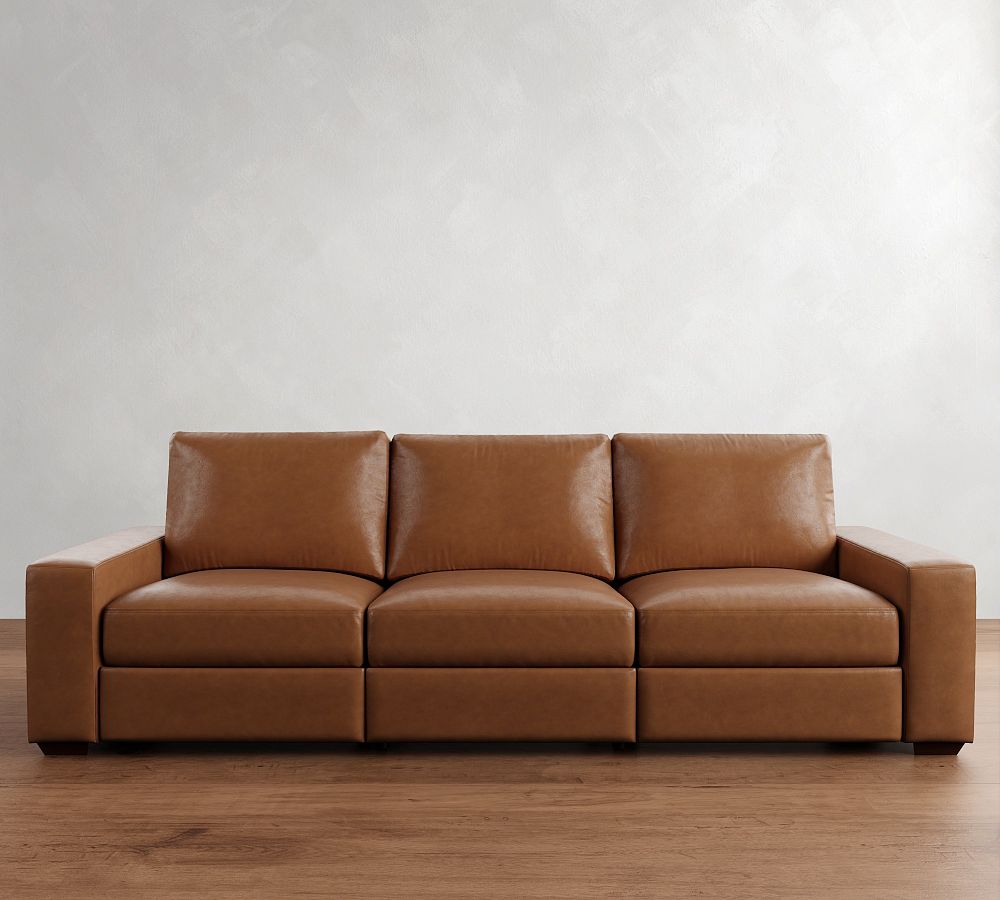 Big Sur Square Arm Leather Power Reclining Sofa (82&quot;-138&quot;)