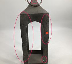 Open Box: Caleb Handcrafted Metal Lantern, Small, 21.5&quot; - Gray