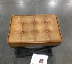 Open Box: Kirkham Tufted Leather Stool - Light Brown, Rustic Brown Base