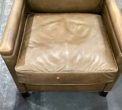 Open Box: Tyler Square Arm Leather Tall Recliner without Nailheads, Down Blend Wrapped Cushions,  31&quot;W x 36&quot;D x 41&quot;H - Statesville, Toffee