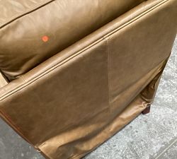 Open Box: Tyler Square Arm Leather Tall Recliner without Nailheads, Down Blend Wrapped Cushions,  31&quot;W x 36&quot;D x 41&quot;H - Statesville, Toffee