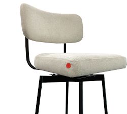 Open Box: Maison Upholstered Bar Height Swivel Stool, 30&quot; - Performance Heathered Basketweave Alabaster White, Antique Bronze Legs