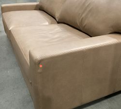 Open Box: Turner Square Arm Leather Classic Sofa 2-Seater Down Blend Wrapped Cushions, 86&quot;W, 44&quot;D - Churchfield Leather, Taupe