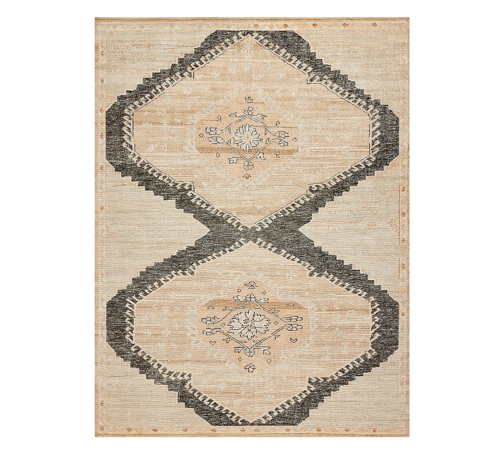 Open Box: Custom Demitria Hand - Knotted Wool Rug, 11' x 8' - Heathered Flax/Black-1105045