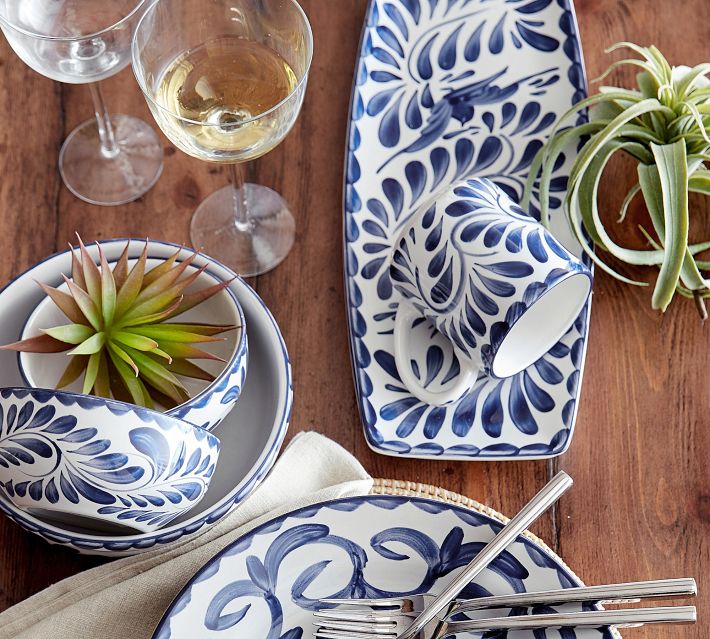 Puebla Porcelain Rectangular Platter | Pottery Barn