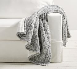 Heathered Cable Knit Sherpa Back Throw