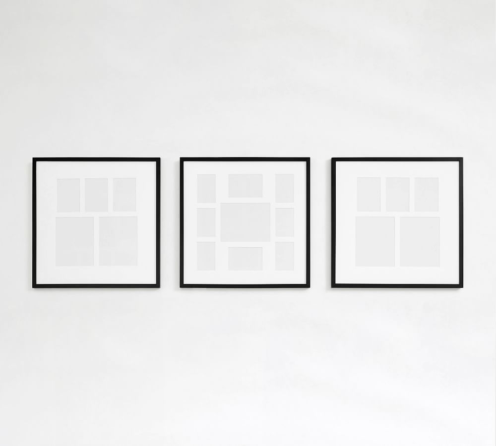Wood Gallery Frames - 25x25 Collage - 25"x25" (5 Multi, 9 Multi Opening) - Black