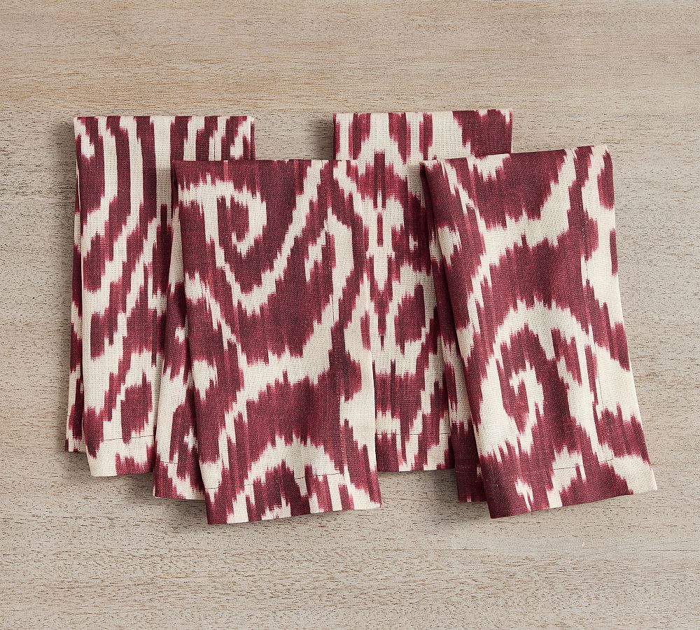 Ava Ikat Print Organic Cotton Napkins - Set of 4