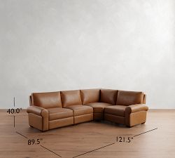 Big Sur Roll Arm Leather Reversible Power Reclining Sectional - Storage Available (122&quot;-134&quot;)