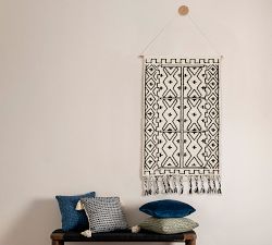 Black &amp; White Printed Tapestry Wall Hanging