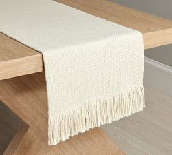 Open Box: Handwoven Basketweave Cotton Fringe Table Runner