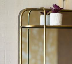 Ellis Brass Wall Mirror with Shelf