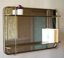 Ellis Brass Wall Mirror with Shelf