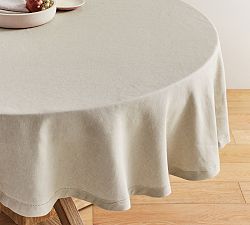 Open Box: Belgian Linen Round Tablecloth, 90" - Dark Flax