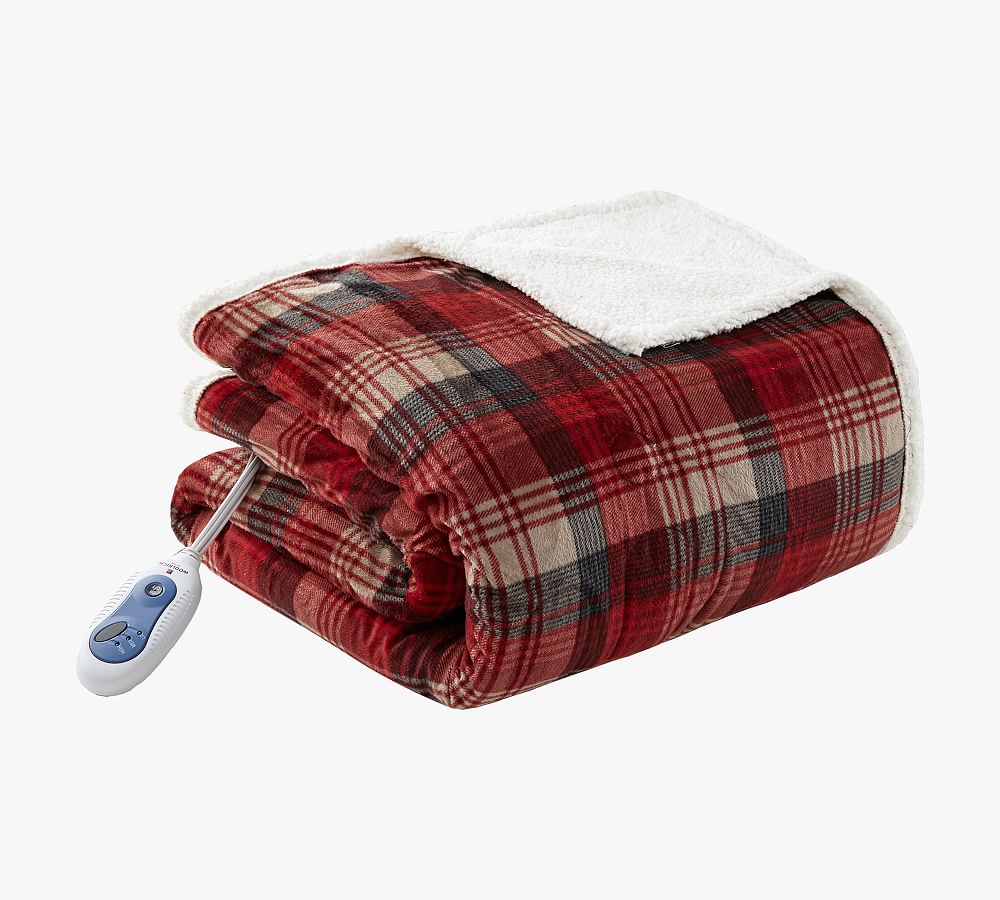 Open Box: Woolrich Heated Oversized Mink-to-Berber Throw, 60" x 70" - Red
