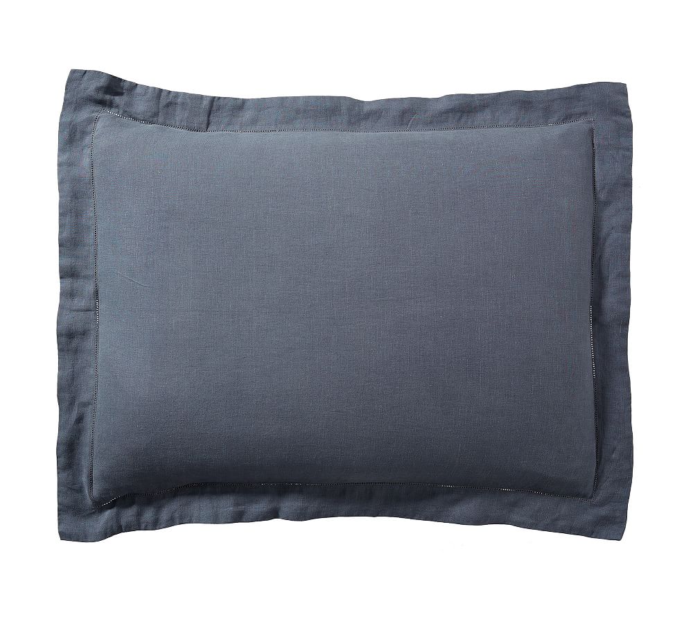 Open Box: Belgian Flax Linen Sham, Standard Set of 2 - Steel Blue