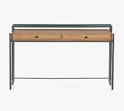 Bernay 55" Writing Desk with Drawers, Gunmetal/Smoked Honey