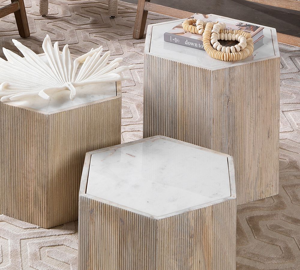 Montclaire Geometric Marble Accent Table (17&quot;)