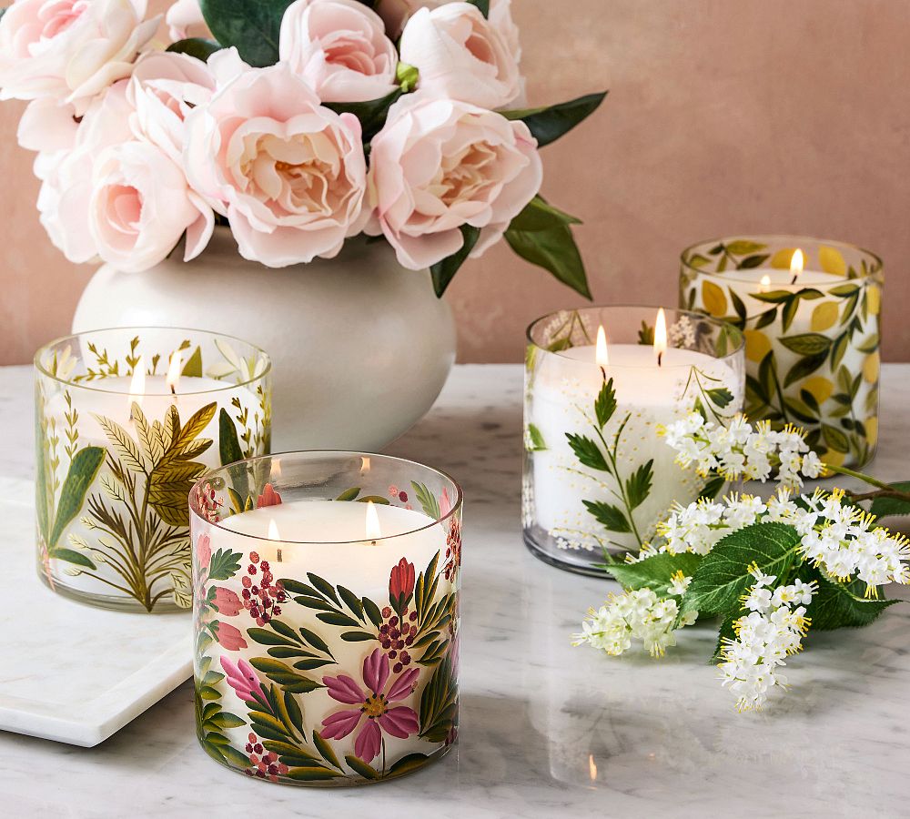Hand Painted Flower Candle