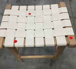 Open Box: Fenton Woven Backless Leather&#160;Counter Stool (24.5&quot;) - Signature Chalk, Seadrift Frame