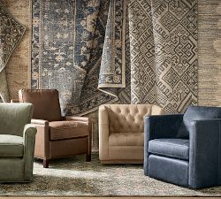 Ayden Barrel Arm Leather Swivel Chair