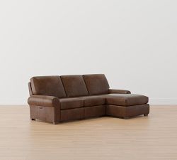 Turner Roll Arm Leather Power Reclining Chaise Sectional (105"&ndash;117")