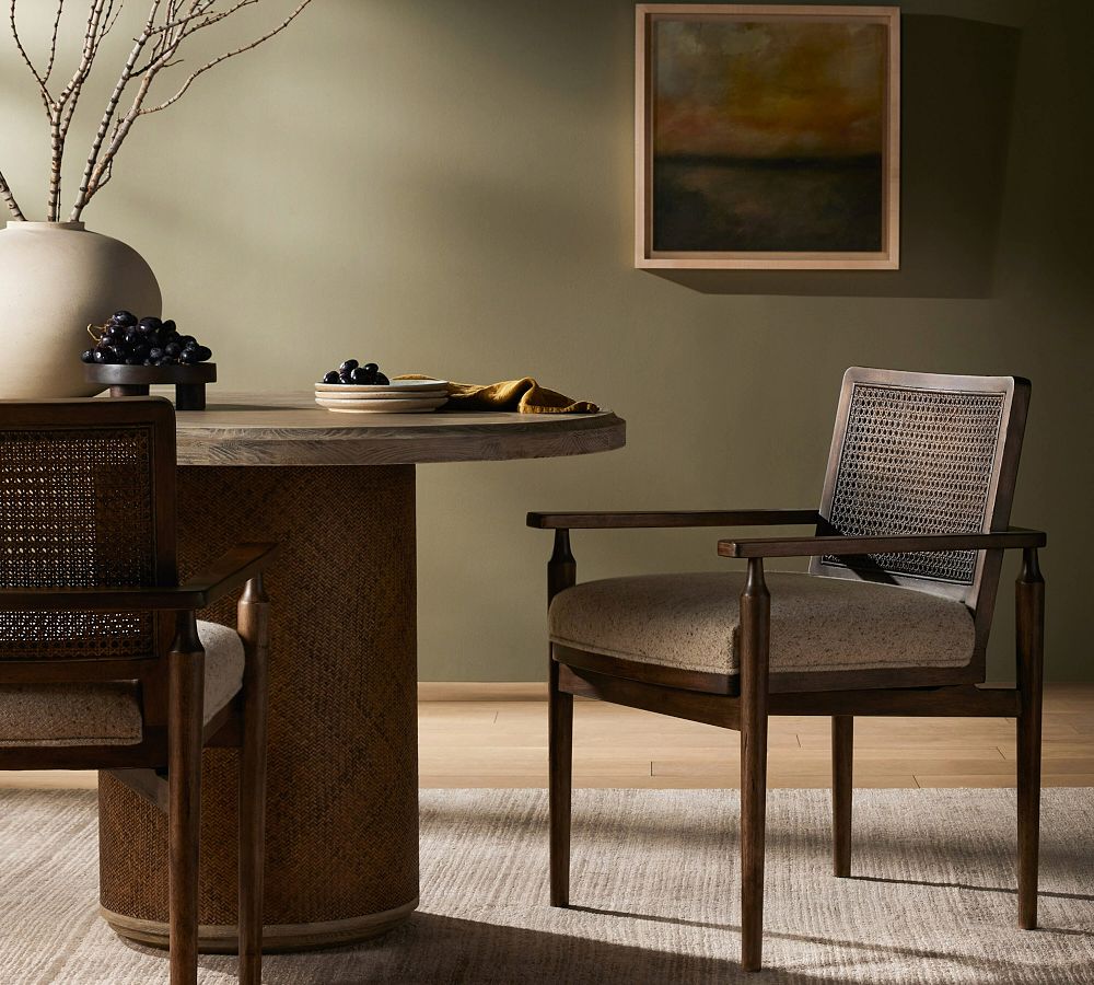 Giselle Upholstered Cane Dining Armchair