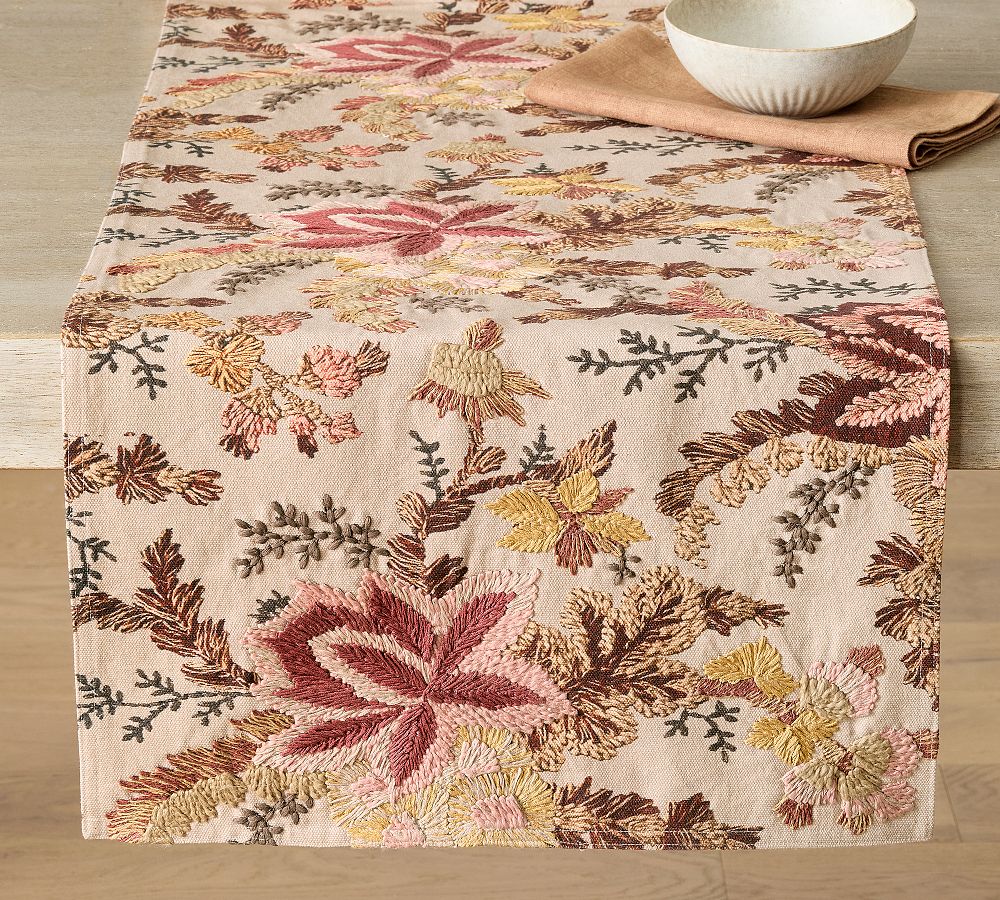Emrys Embroidered Cotton Table Runner