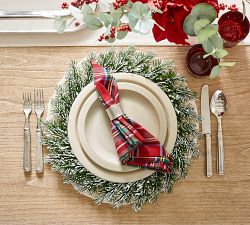 Frosted Pine Wreath Charger Plates - Set of 4