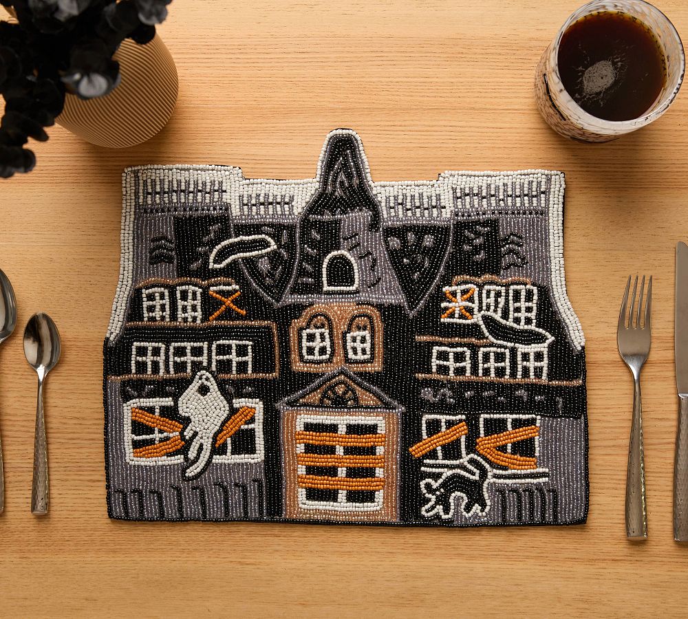 Haunted House Beaded Placemat, Set of 4