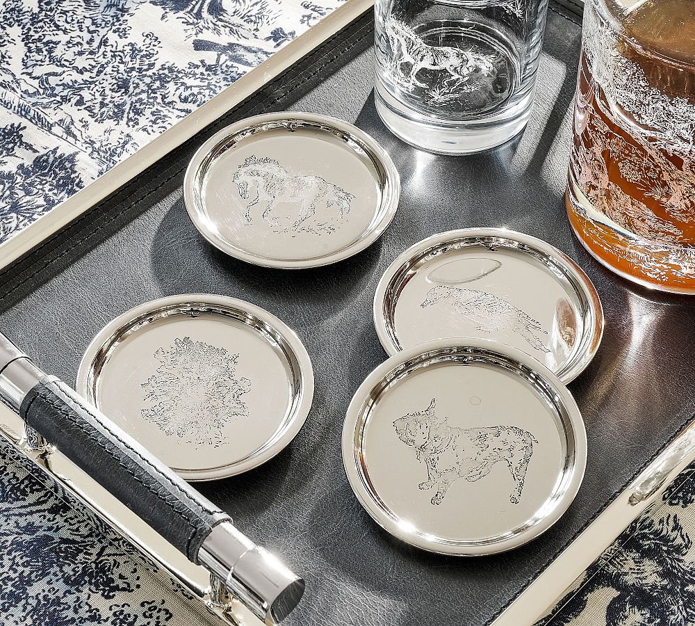 Brandon Maxwell Groveland Toile Icon Coasters - Mixed Set of 4