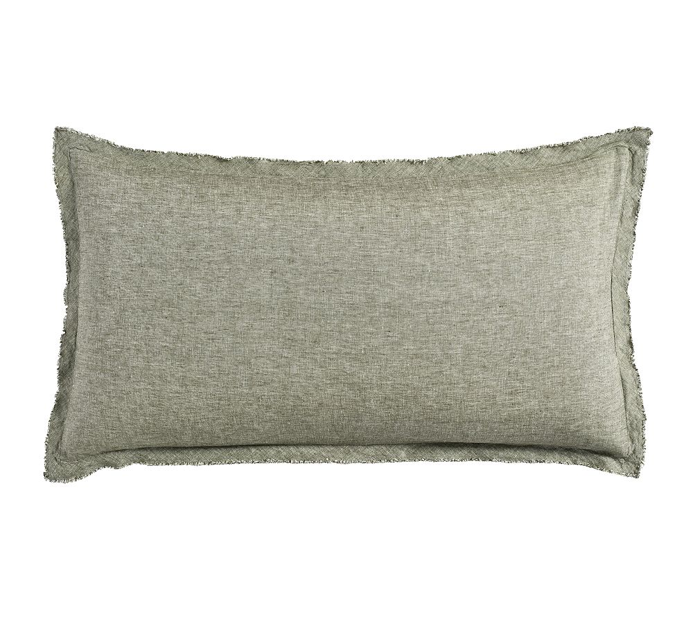 Open Box: Belgian Flax Linen Double Flange Sham, King Set of 2 - Green