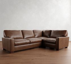 Turner Square Arm Leather 3-Piece Sectional (106&quot;&ndash;111&quot;)