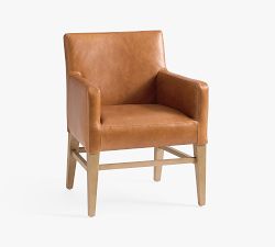 Classic Leather Dining Armchair with Stretcher
