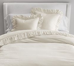 Open Box: Belgian Flax Linen Fringe Ruffle Duvet, King/Cal. King- Classic Ivory