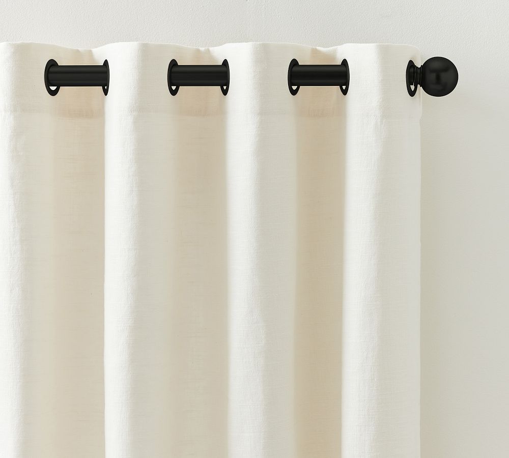 Open Box: Emery Linen Matte Black Grommet Blackout Curtain, 50 x 96&quot; - Ivory