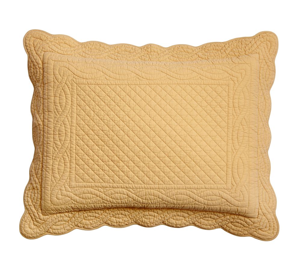 Open Box: Heirloom Scallop Quilted Sham, Harvest Gold, Standard, Set of 3