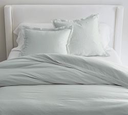 Open Box: Belgian Flax Linen Double Flange Duvet, King/Cal. King -  Blue Frost