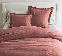 Open Box: Belgian Flax Linen Double Flange Duvet, Twin/Twin XL -Rosewood