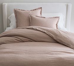 Open Box: Belgian Flax Linen Double Flange Duvet, Full/Queen - Smoky Quartz
